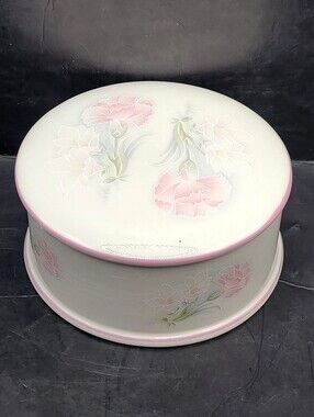 Vintage Sadler England Floral Trinket Box Covered Dish Pink Carnations